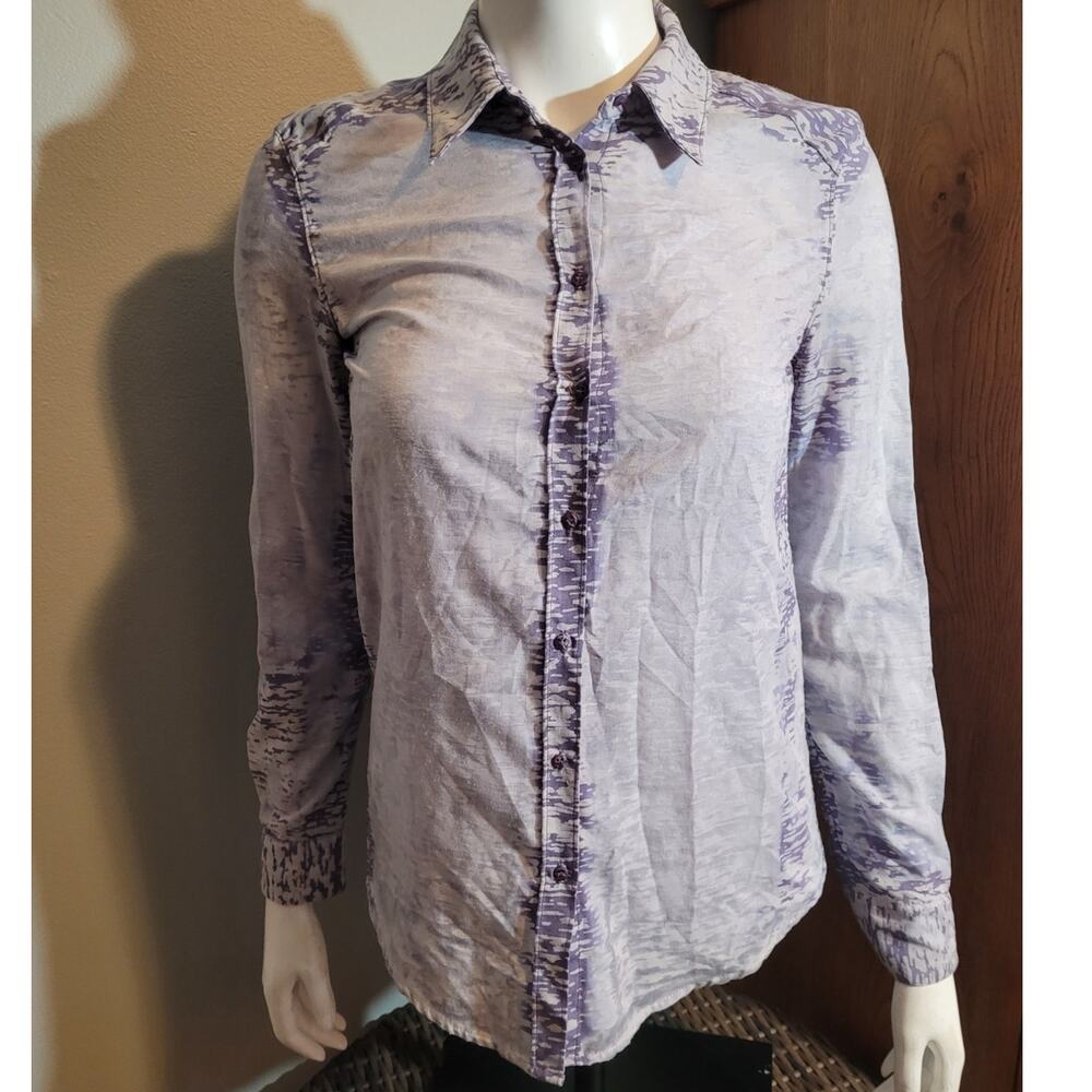 Kelly Wearstler Marble Burnout Button Blouse Sz Small Minimalist Art Wear